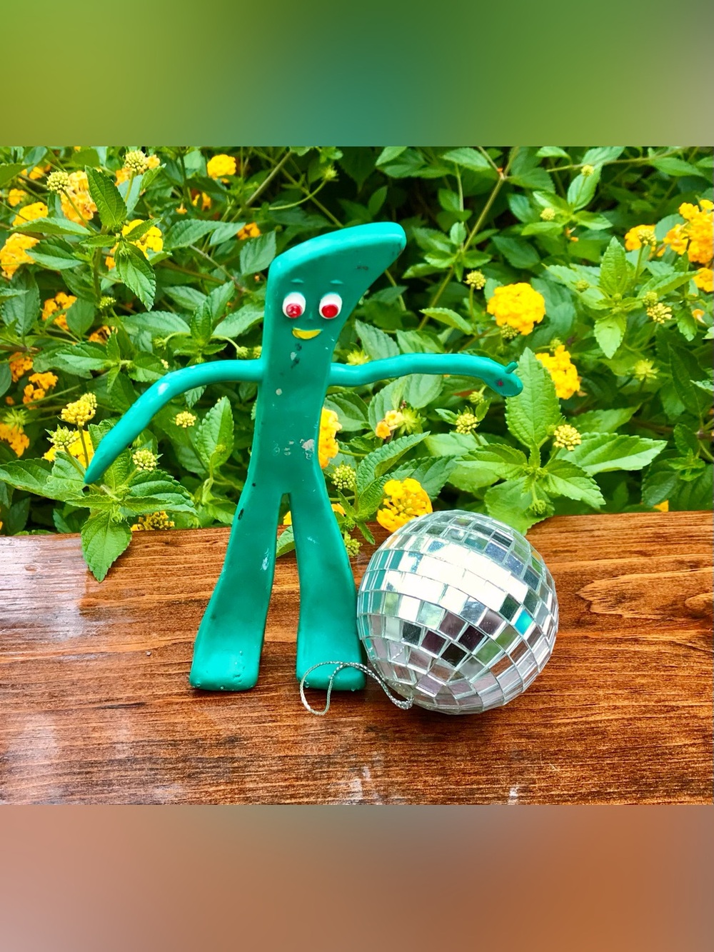 Classic Bendable Poseable Jesco Gumby Doll Figure Toy Small Disco Ball Novelty